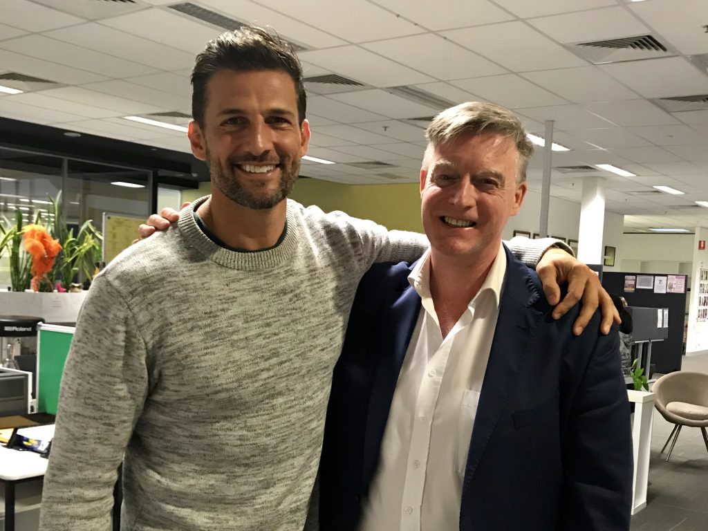 Tim Robards and Matthew Myers (The Celebrity Whisperer) at the Neighbours studios