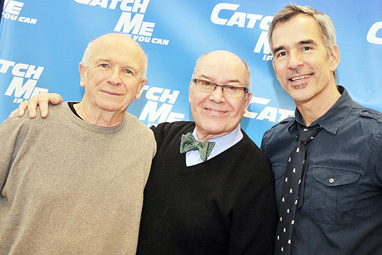 Terrance McNally with Catch Me If You Can director Jack O'Brien and choreographer Jerry Mitchell