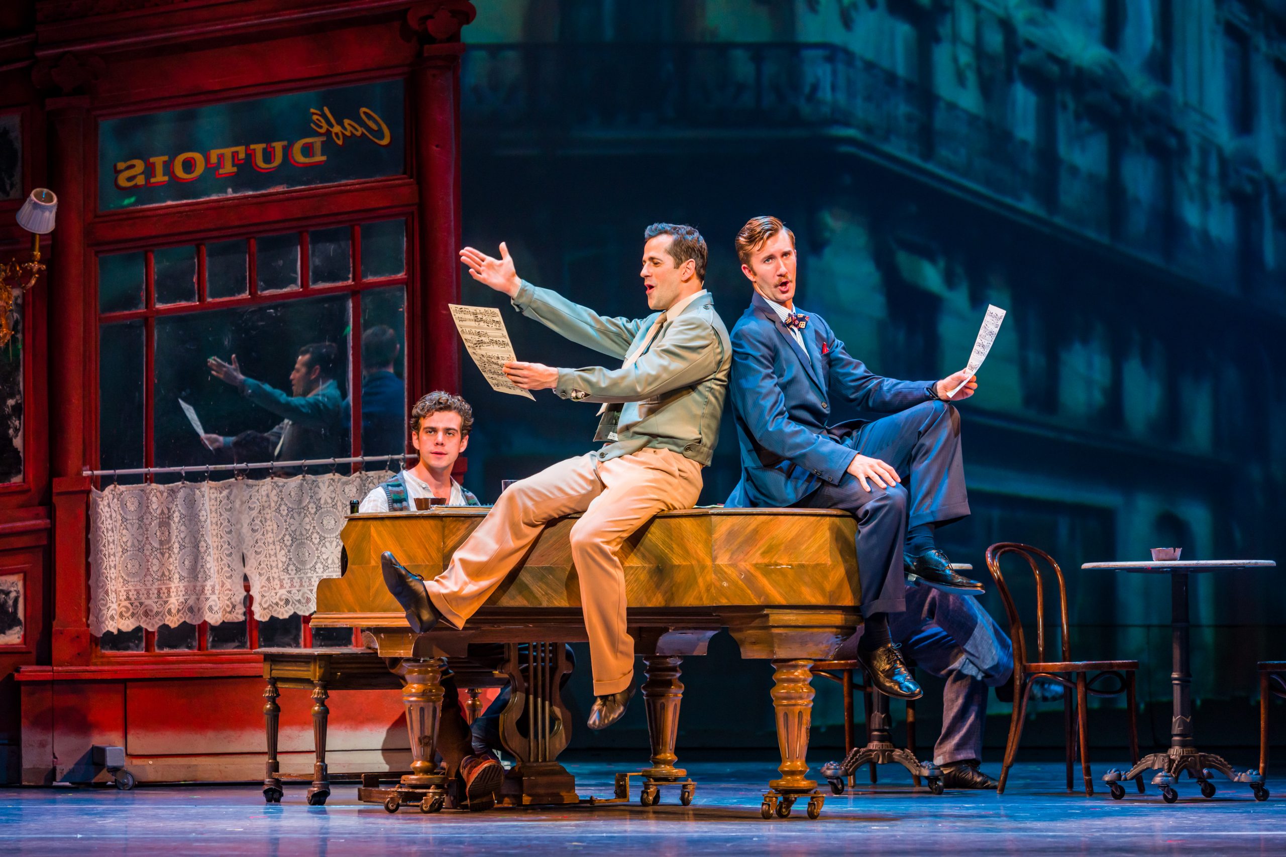 Sam Ward (Henri), with Robbie Fairchild (Jerry) and Jonathan Hickey (Adam) in a scene from An American In Paris. Matt Myers The Celebrity Whisperer