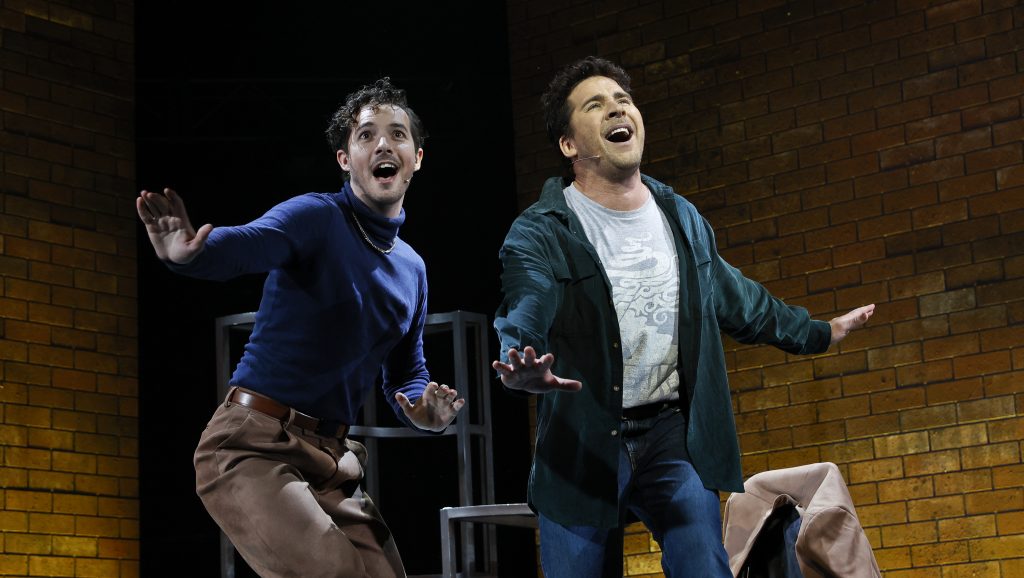 Hugh Sheridan as Jonathan Larson with Finn Alexander as Michael