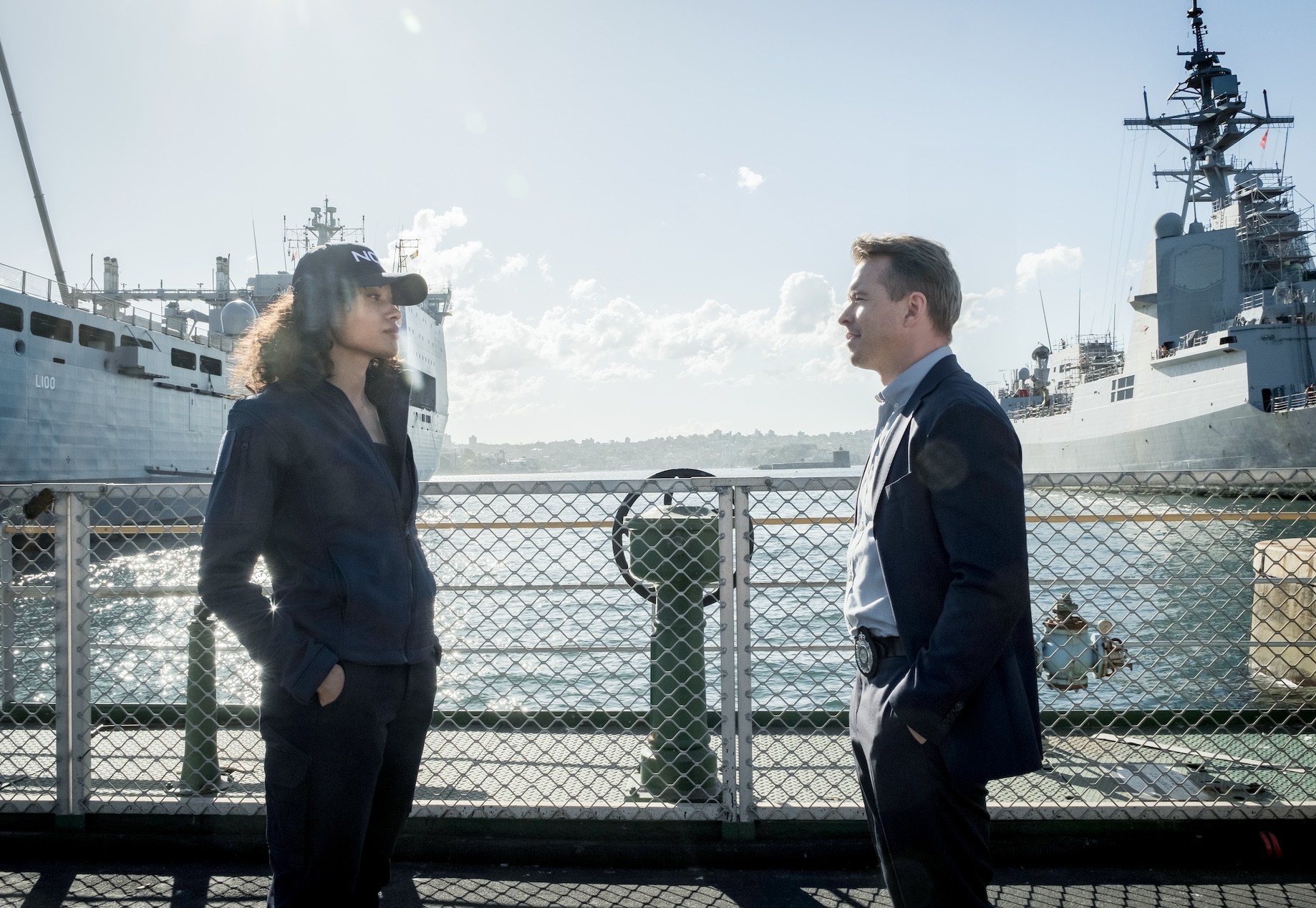 Olivia Swann as NCIS Special Agent Captain Michelle Mackey and Todd Lasance as AFP Liaison Officer Sergeant Jim  'JD' DempseyPHOTO CREDIT: Daniel Asher Smith