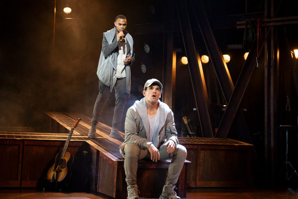 Javon King as Judas with Michael Paynter as Jesus Christ in Jesus Christ Superstar