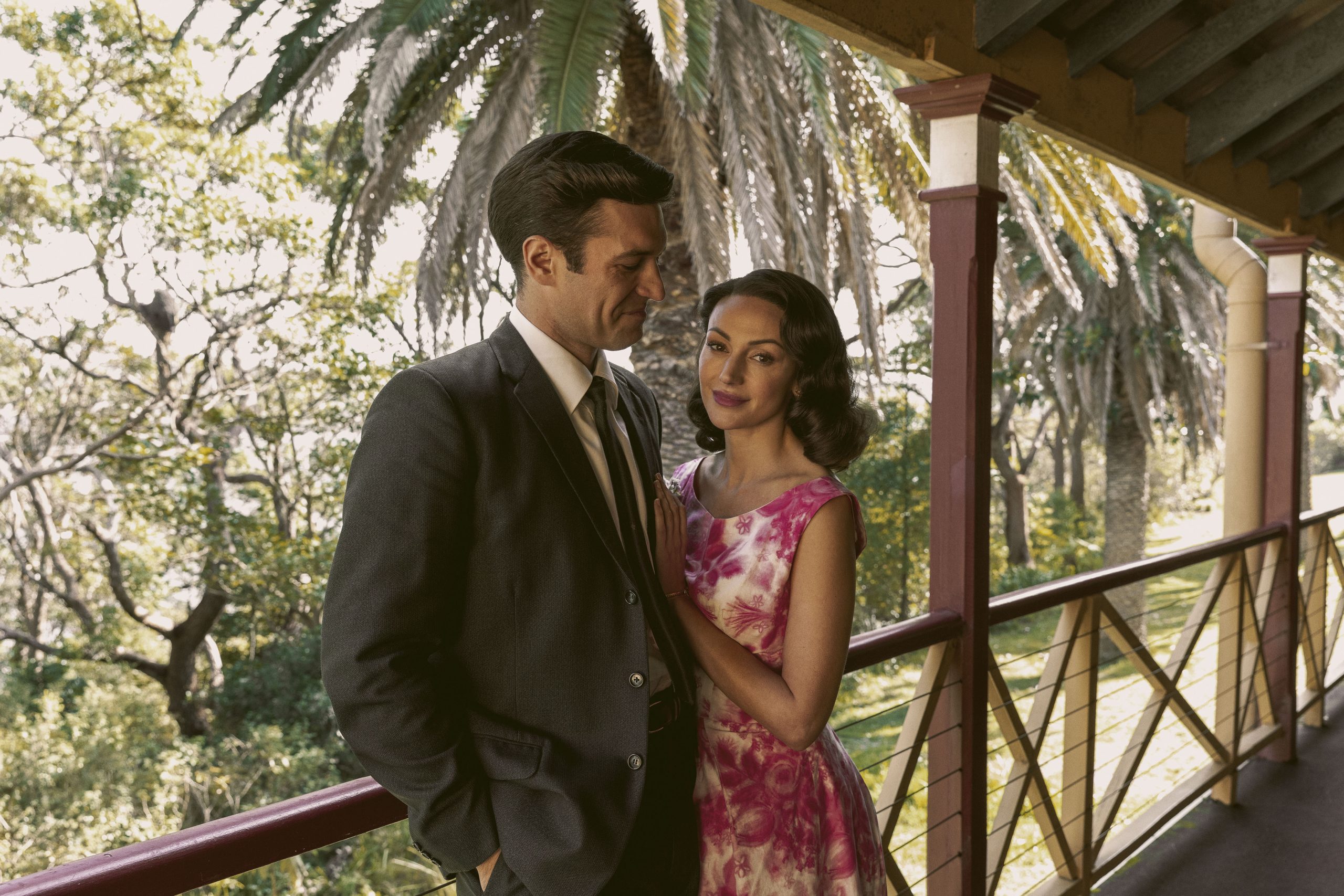 Nic English (Robbie) with Michelle Keegan in Ten Pound Poms Photo credit: Lisa Tomasetti
