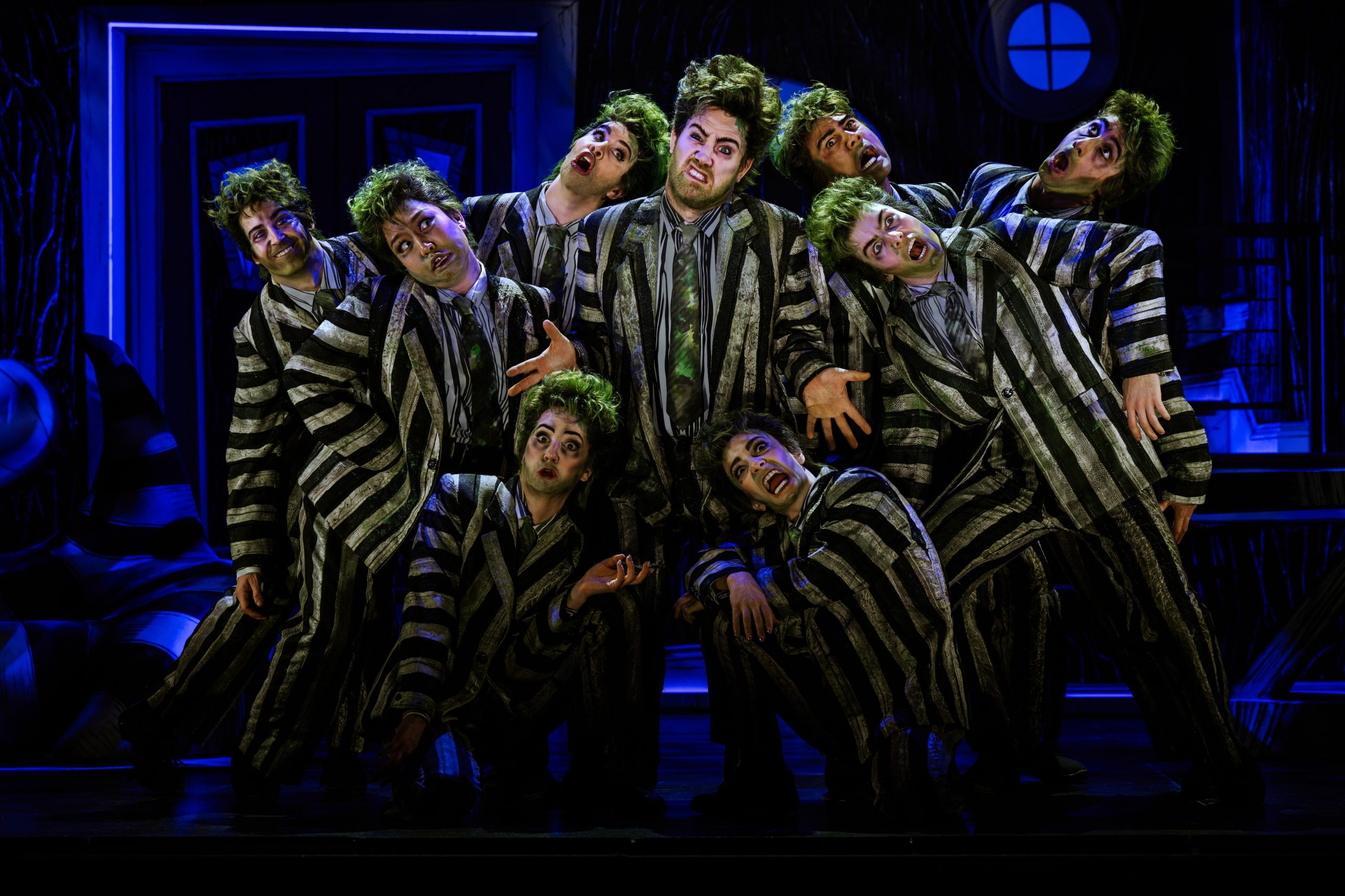 Eddie Perfect with the cast of Beetlejuice: The Muscial Photo: Michelle Grace Hunder