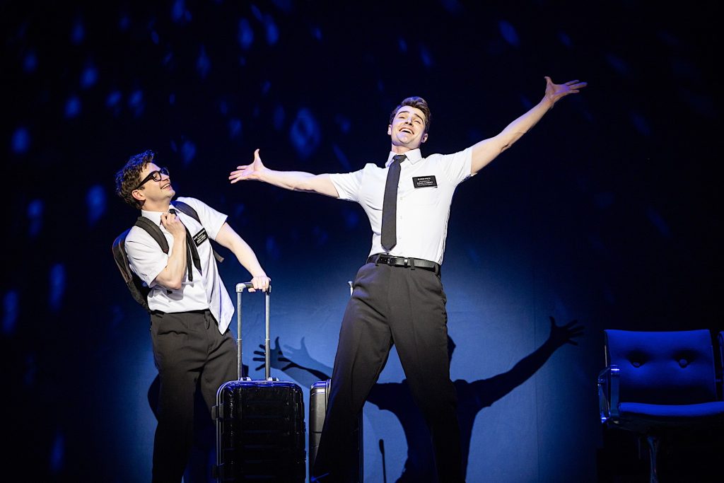 Nick Cox and Sean Johnston in The Book of Mormon Photo credit: Daniel Boud