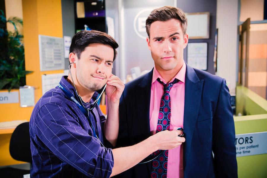 Takaya Honda and Matty Wilson as David and Aaron in Neighbours