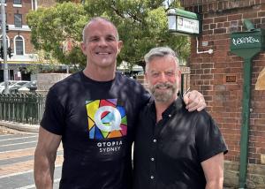 With my great friend Ian Roberts outside Qtopia, Sydney