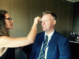 Matt Myers in the make-up chair          